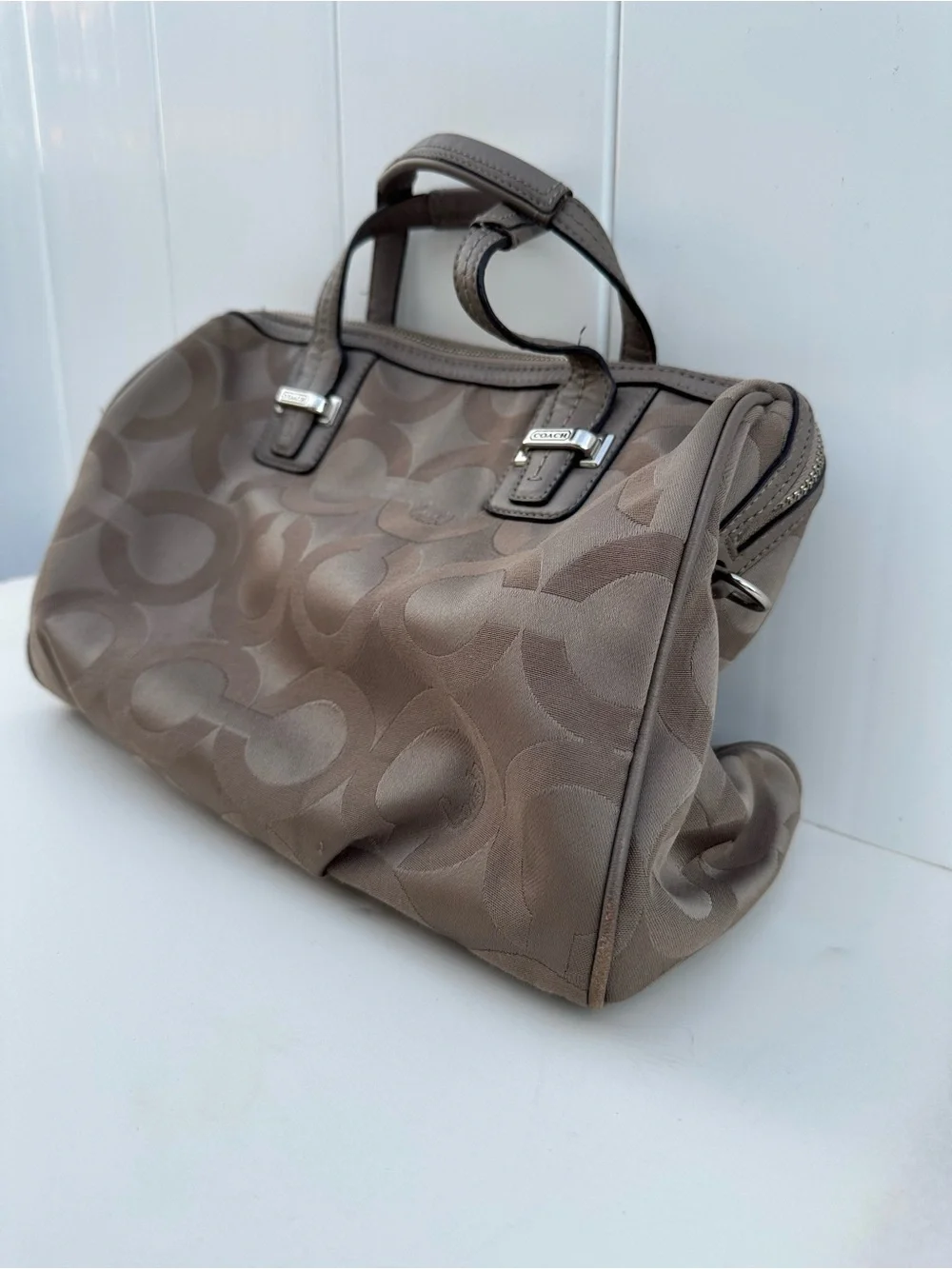 Sold - Coach Neutral Signature Satchel in Taupe